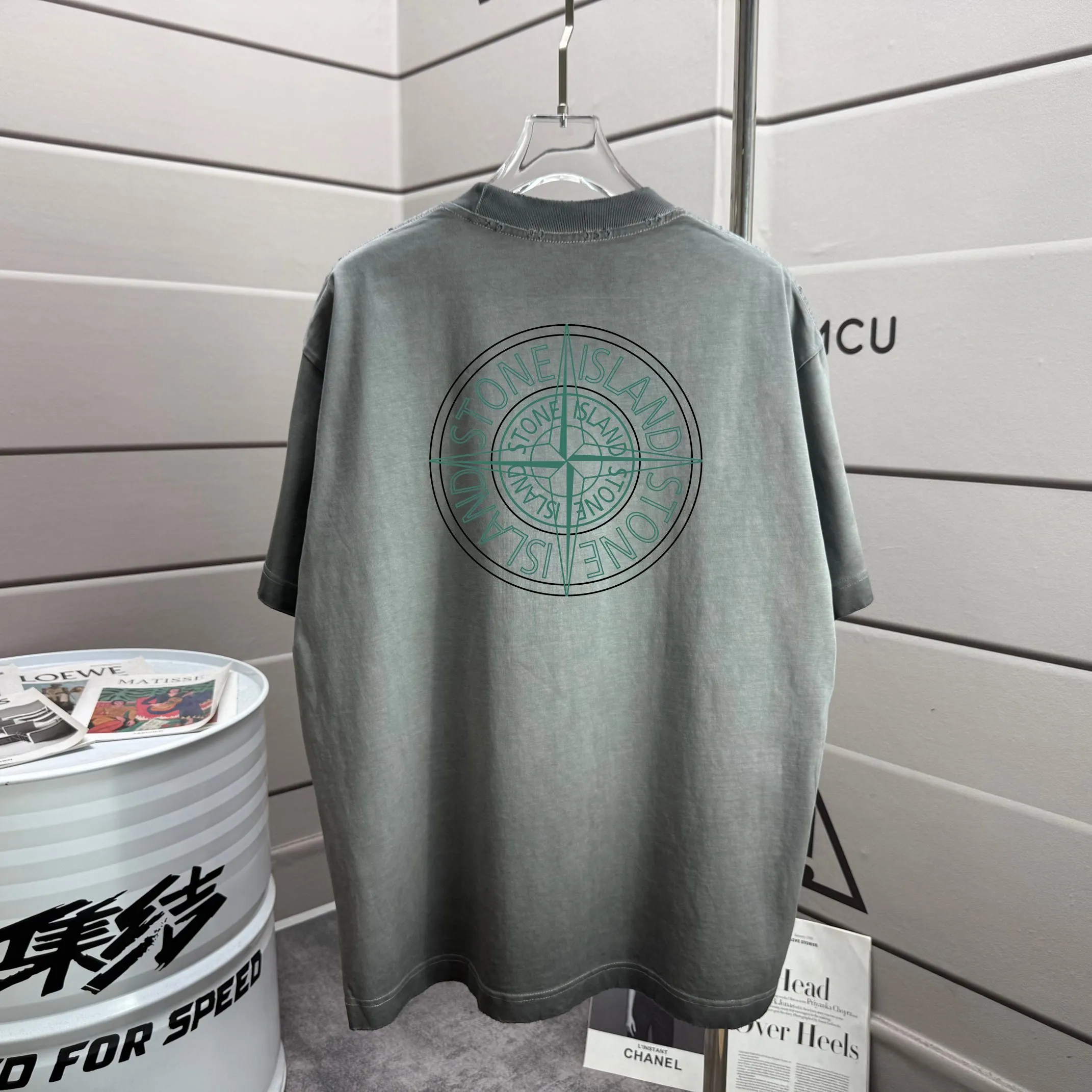 P160 Ston* islan* 石*岛 2025 autumn and winter new style, washed and worn 320g round neck short-sleeved tee, loose version for men and women, color: washed black, washed white, washed gray, washed brown gray Size: S M L XL XXL Size: S (90-130 catties) M (120-150 catties) L (140-165 catties) (160-180 catties) XXL (180-210 catties)